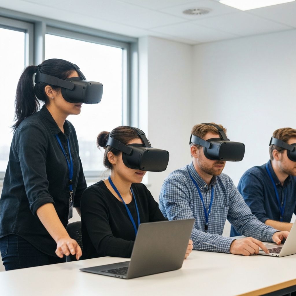 Фахівці команди VRSchoolFest UA демонструють обладнання